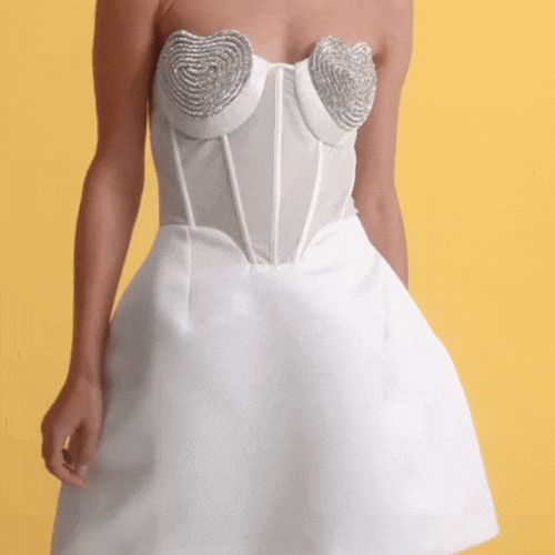 strapless crystal mini dress